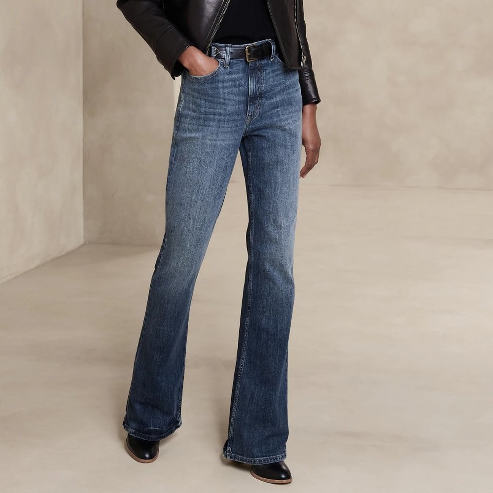 MADEWELL KICK OUT FULL-LENGTH FLARE JEANS LOW RISE DISTRESSED STRETCH sz 25